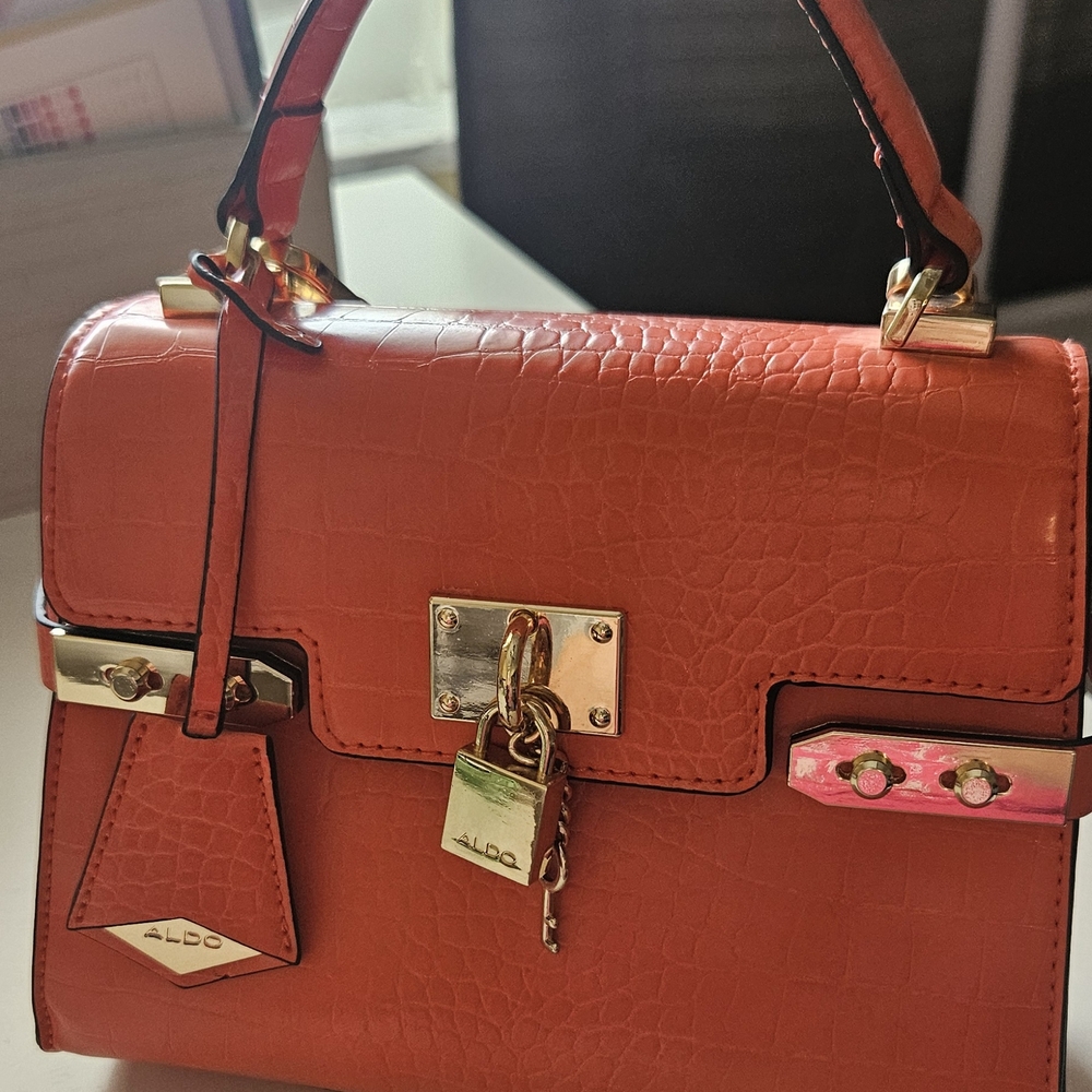 Aldo "Agrolia" Orange Croc-Embossed Handbag/ Satchel
